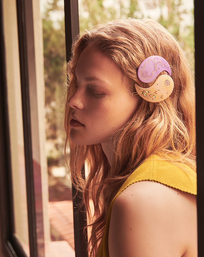 Yin Yang Hairclip Apricot Purple