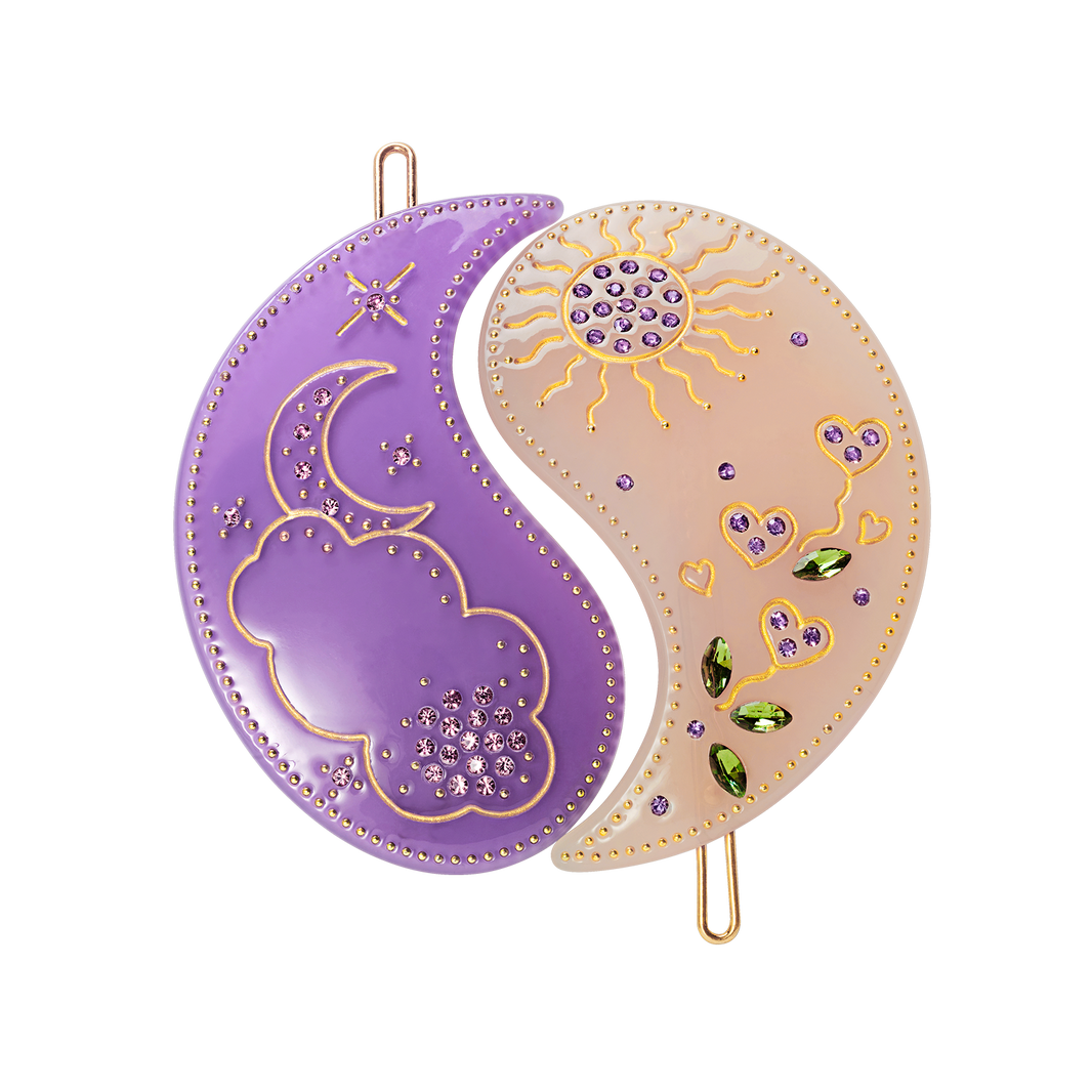 Yin Yang Hairclip Apricot Purple