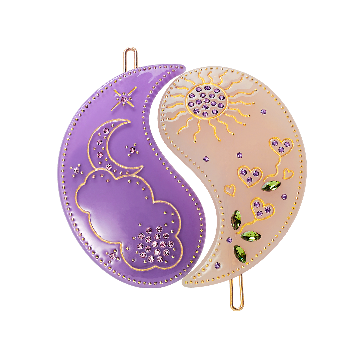 Yin Yang Hairclip Apricot Purple